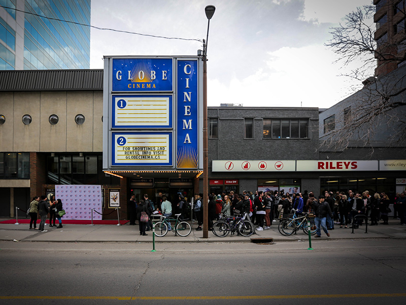 Fans wait outside the Globe Cinema for the Calgary Underground Film Festival