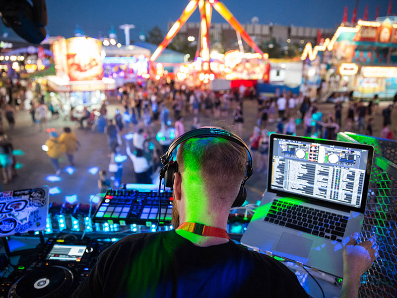A DJ performs at the Calgary Stampede's IgNITE debut