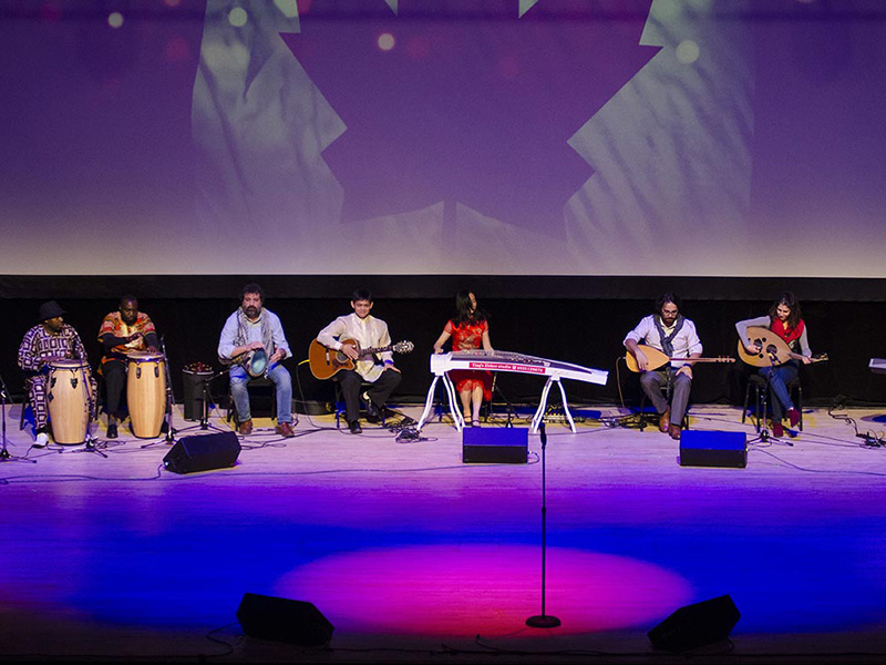 Individual musicians on stage during Our Canada, Our Story
