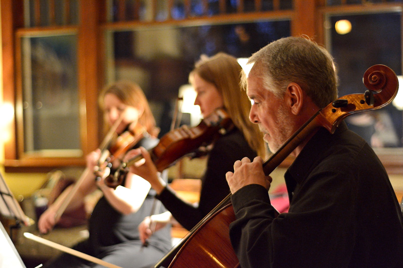 Rehearsal with Diane Lane (violin), Adriana Lebedovich (violin), and Tom Megee (cello) | Photo: Kensington Sinfonia