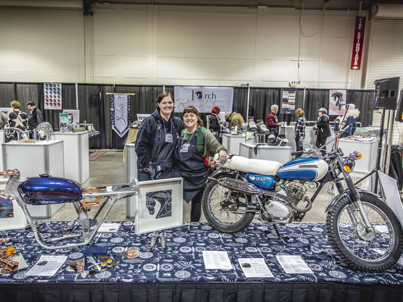 Stevie Inglis (2016 Torch Revv-olution Builder) and Patti Derbyshire (CEO/Founder) 2016 The Motorcycle Show Calgary | Photo: Marshall Dunnett
