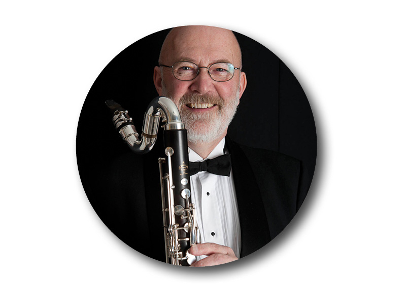 A photo of Stan Clime and his bass clarinet