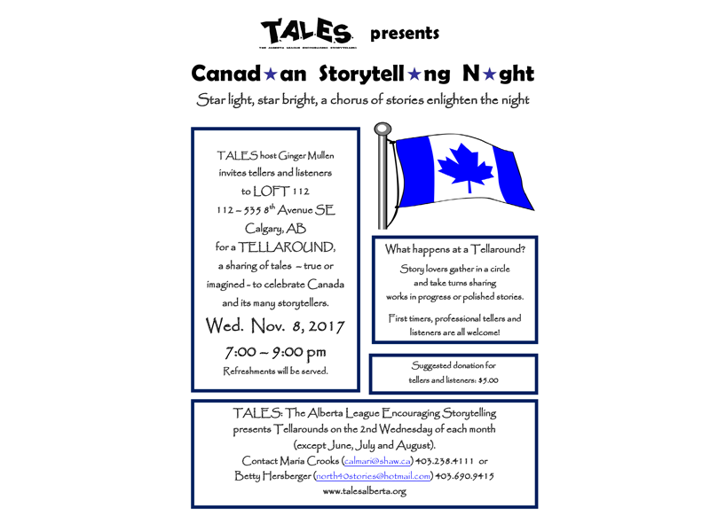 TALES Presents Canadian Storytelling Night Poster