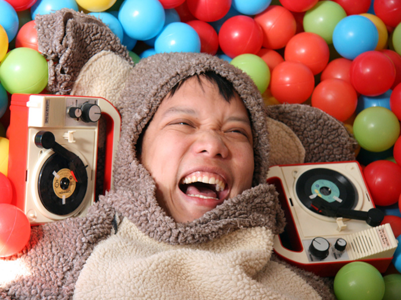 Photo of Kid Koala in a ball pit