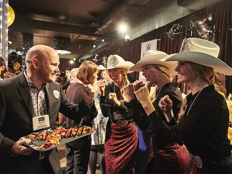 Mike Morrison serves up Celebrity Hors d’Oeuvres to Stampede royalty