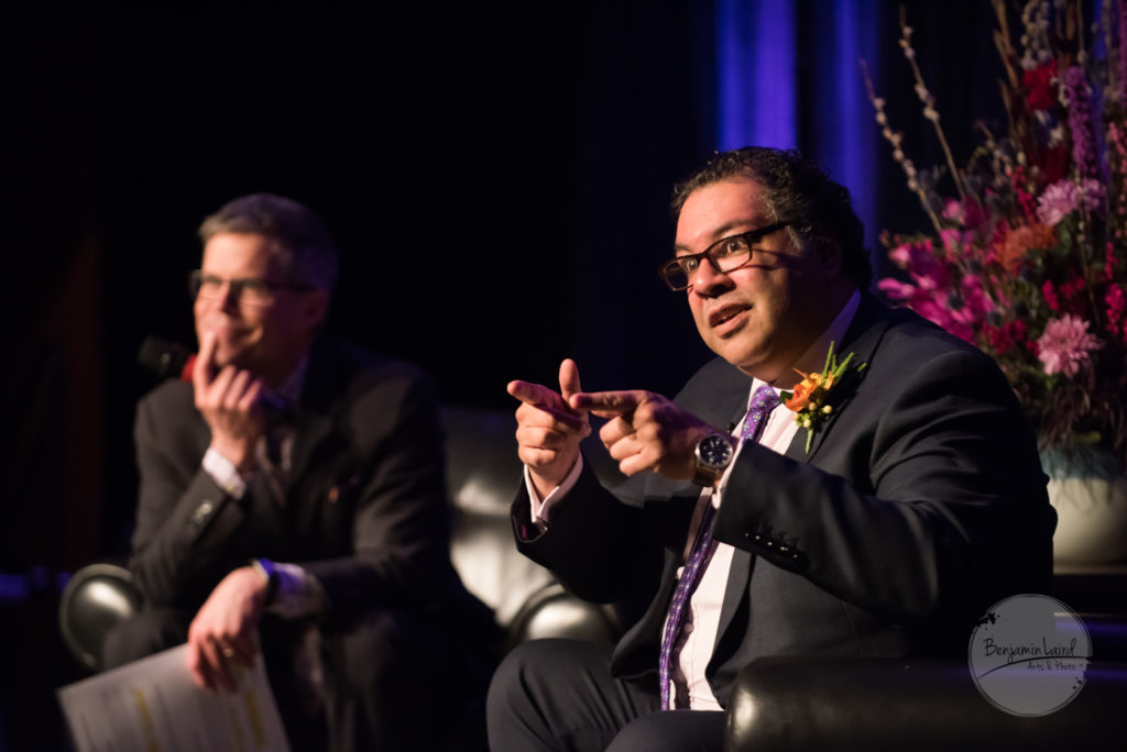 Dave Kelly and Mayor Naheed Nenshi converse at the Mayor's Lunch 2018