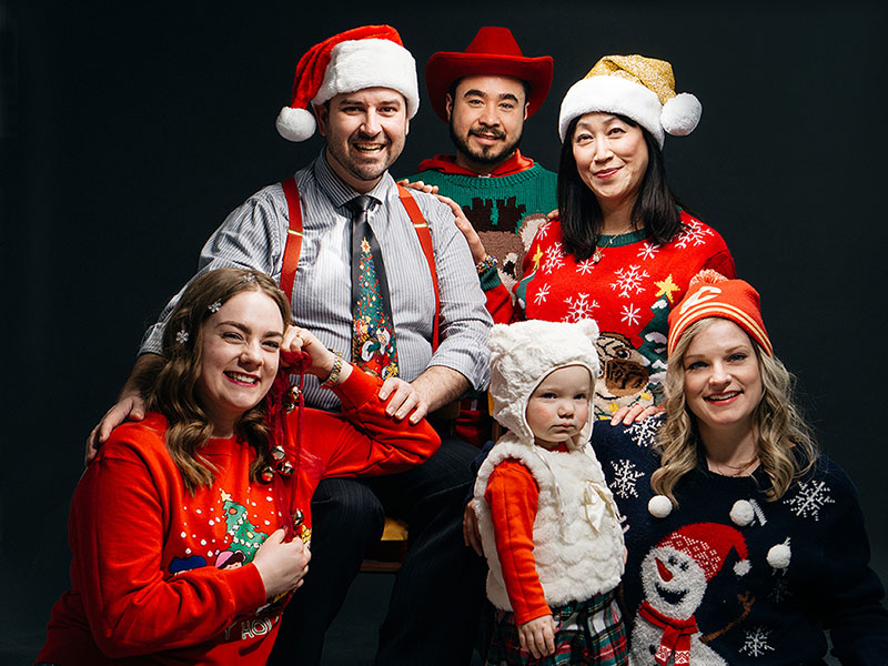 An image of the Cowtown family wearing their seasonal best