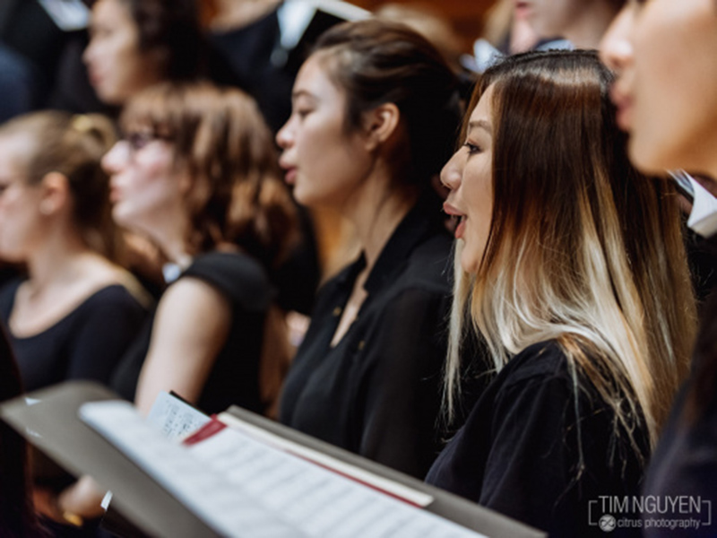 Members of the University of Calgary’s Chamber Choir rehearse