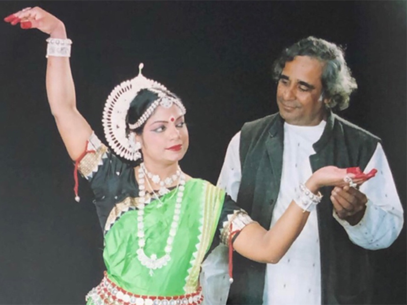 Sushree Mishra strikes an Odissi classical dance pose with her Guru