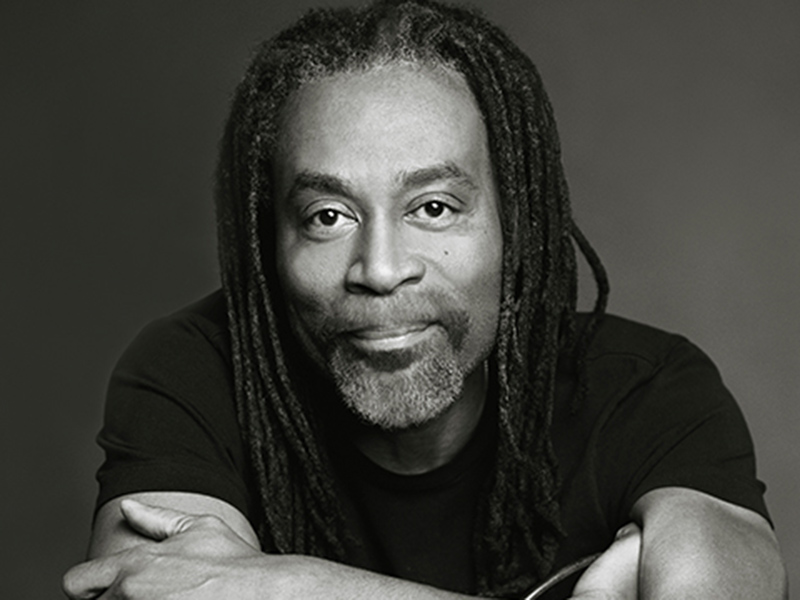 A black and white promotional photo of Bobby McFerrin