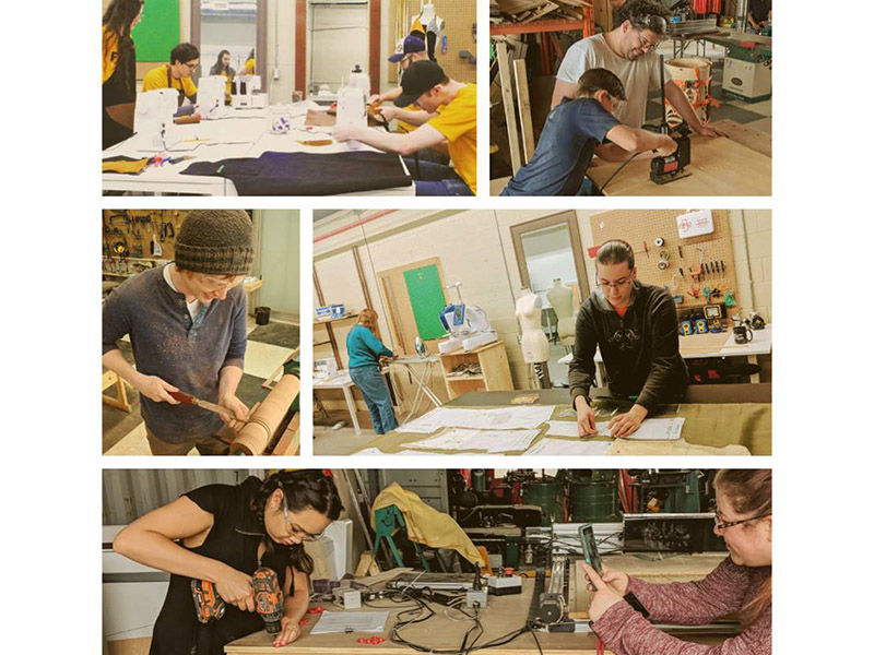 A collage of people creating in the Fuse33 Makerspace