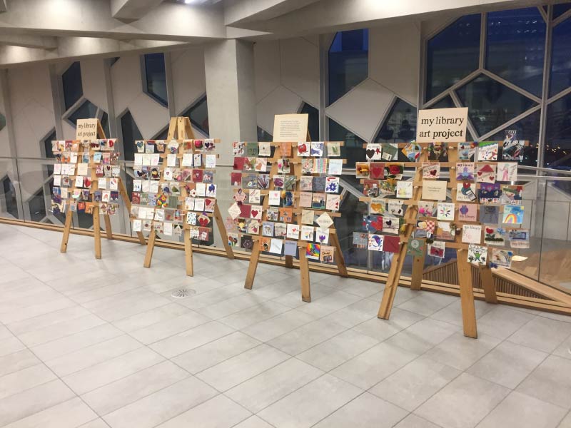 A photo of community art at the Calgary Central Library