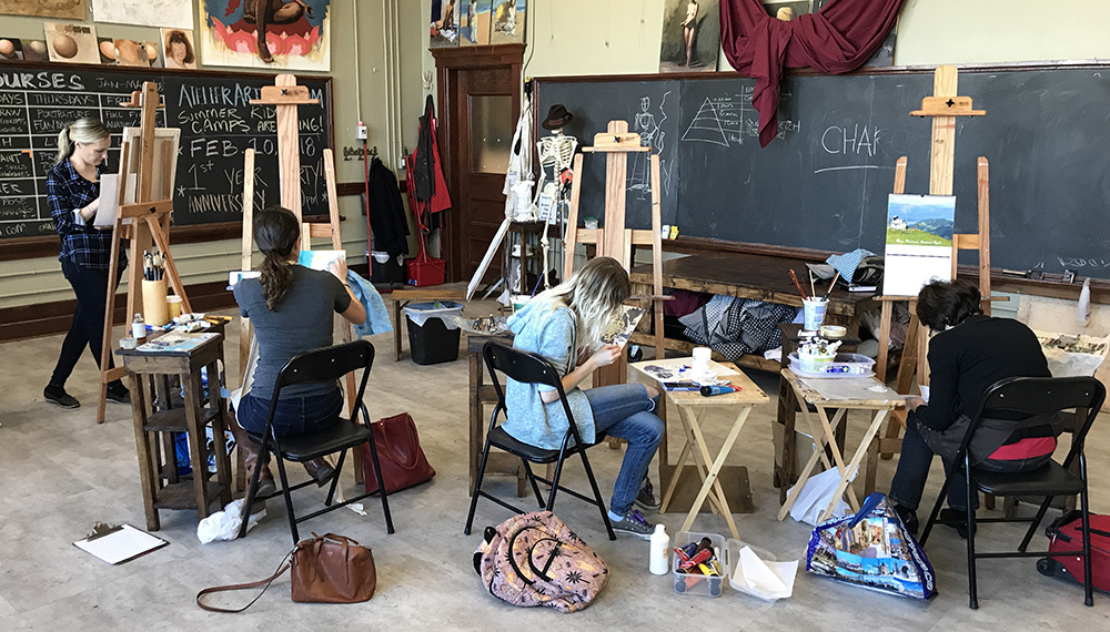 Photograph Participants in class – Learn to Paint Oil/Acrylic – Atelier Artista
