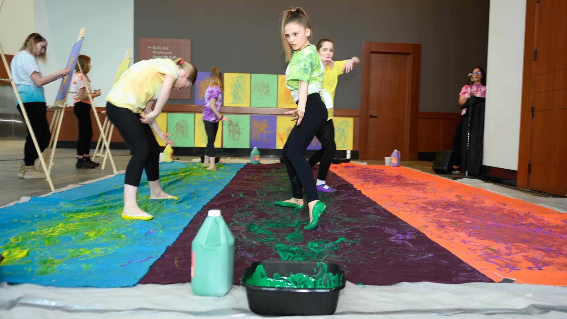 Students from Willow Park Arts Centred Learning School create an art/movement installation