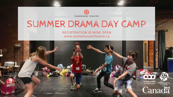 A promo graphic for the Pumphouse Theatre summer drama day camps