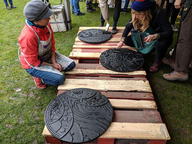 Manhole cover relief printing