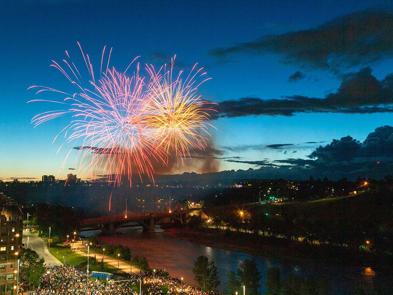 Fireworks off of the Centre Street Bridge