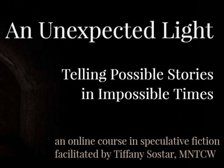 A graphic that says "An Unexpected Light, Telling Possible Stories in Impossible Times"