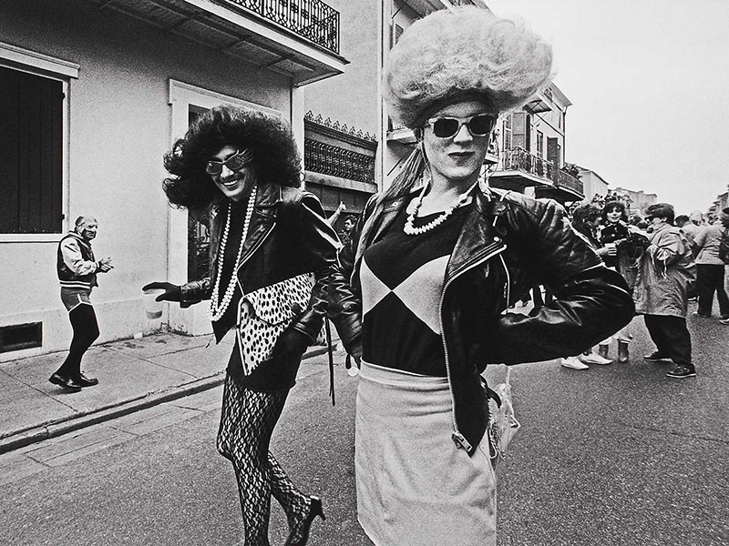 A photo of two drag queens at Mardi Gras in 1983