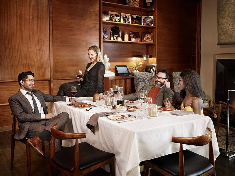 Kaleem Khan, Charlie Gould, Brendan Hunter, and Kimberley Jev model in a promotional image