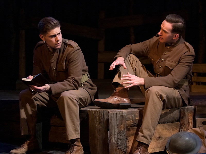 Eric Wigston and Nick Driscoll in In Flanders Fields. Book by Robert Gontier, Music by Nicky Phillips, Lyrics by Robert Gontier and Nicky Phillips. Photo by Benjamin Laird.