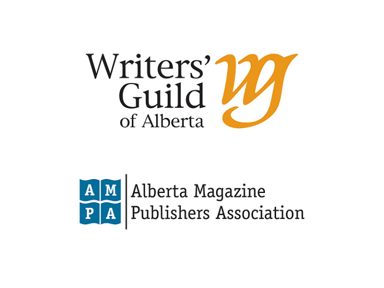 Logos for the Writers Guild of Alberta & Alberta Magazine Publishers Association