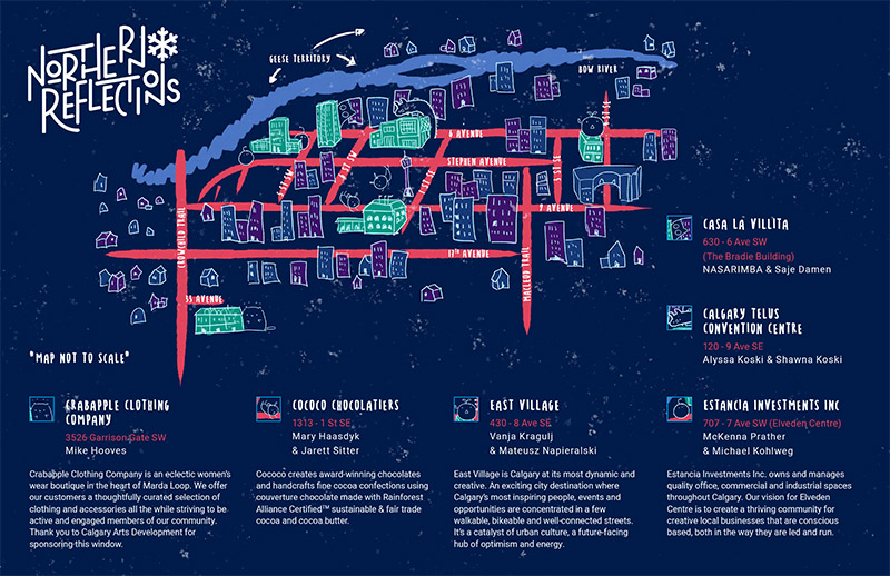 A map of the Northern Reflections Window Exhibition 2019 locations