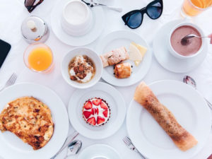 A photo of brunch on a table