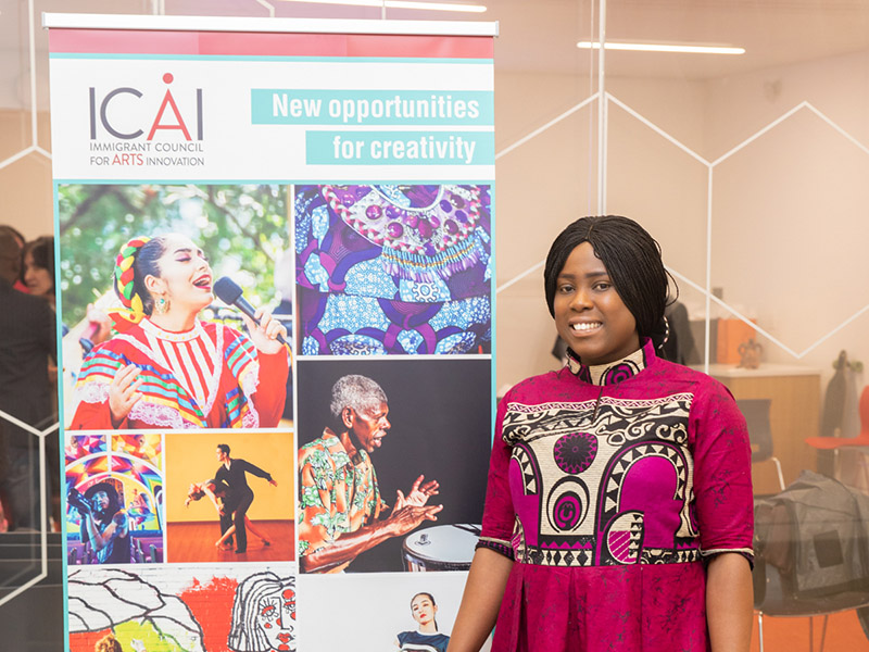 Toyin Oladele at an Immigrant Council for Arts Innovation event