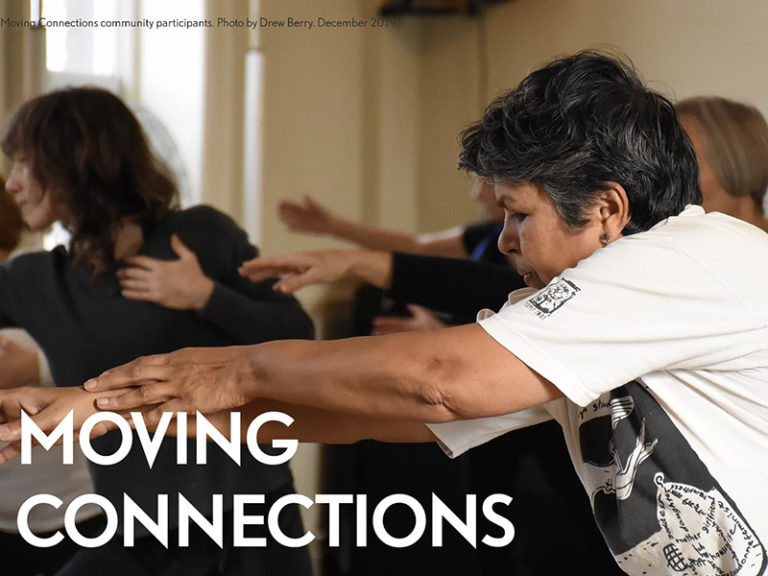 A photo of dancers with "Moving Connections" written over it
