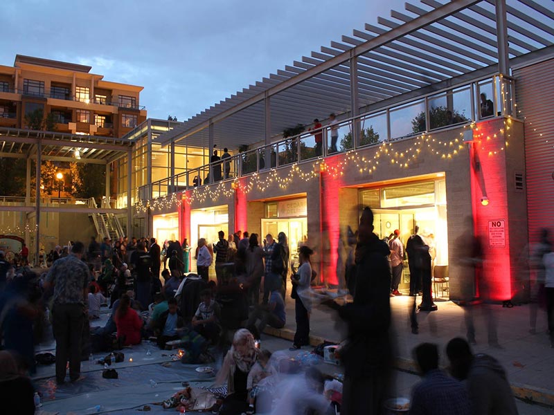 Image of evening event taking place at BRCA's courtyard