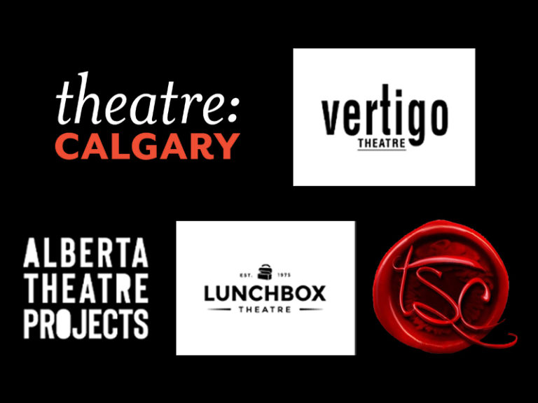 Theatre Calgary, Vertigo Theatre, Alberta Theatre Projects, Lunchbox Theatre, and The Shakespeare Companylogos