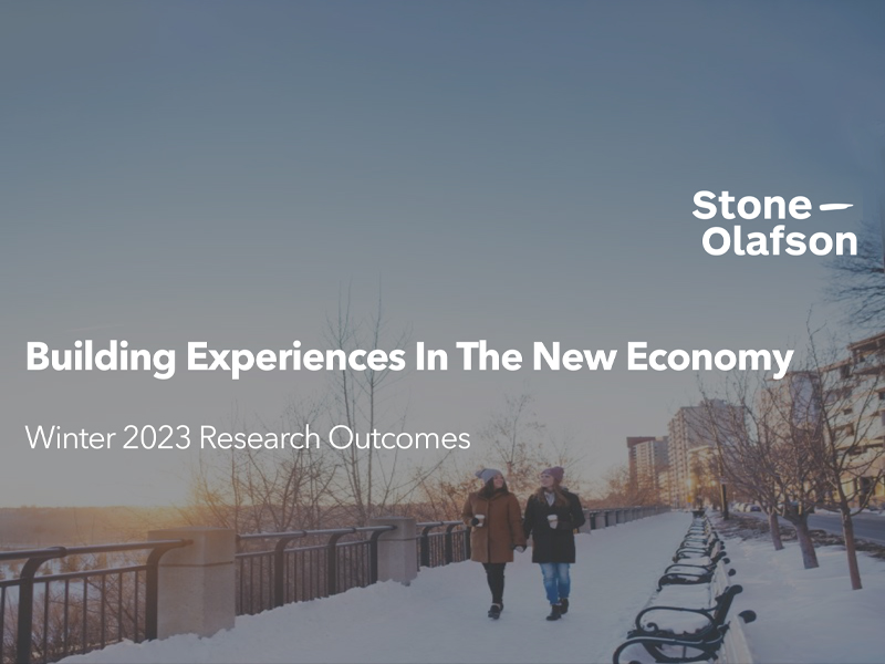 Cover of the Building Experiences in the New Economy report | A winter scene with the title copy