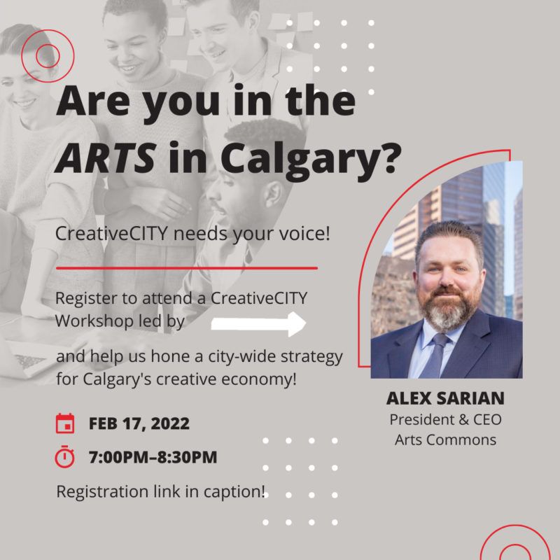 February 17, 2022, 7:00 – 8:30pm | Register to attend a CreativeCITY workshop with Alex Sarian