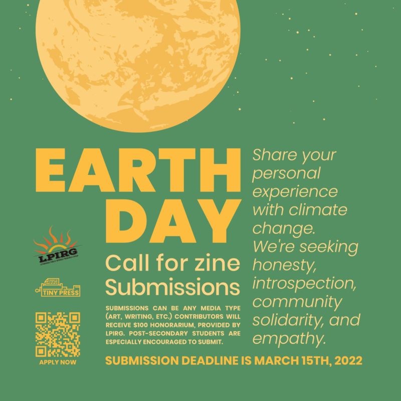 Earth Day Call for zine Submissions, deadline is March 15, 2022