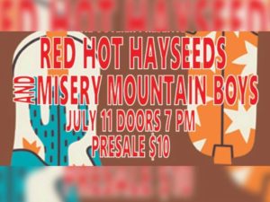 Image of text that reads Red Hot Hayseeds and Misery Mountain Boys