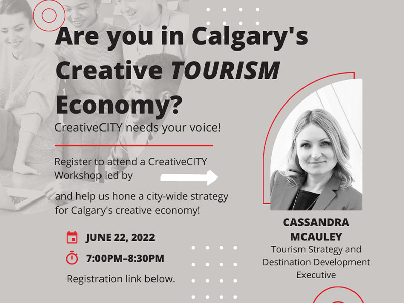 A promo image for a Creative Tourism Economy Workshop June 22, 2022