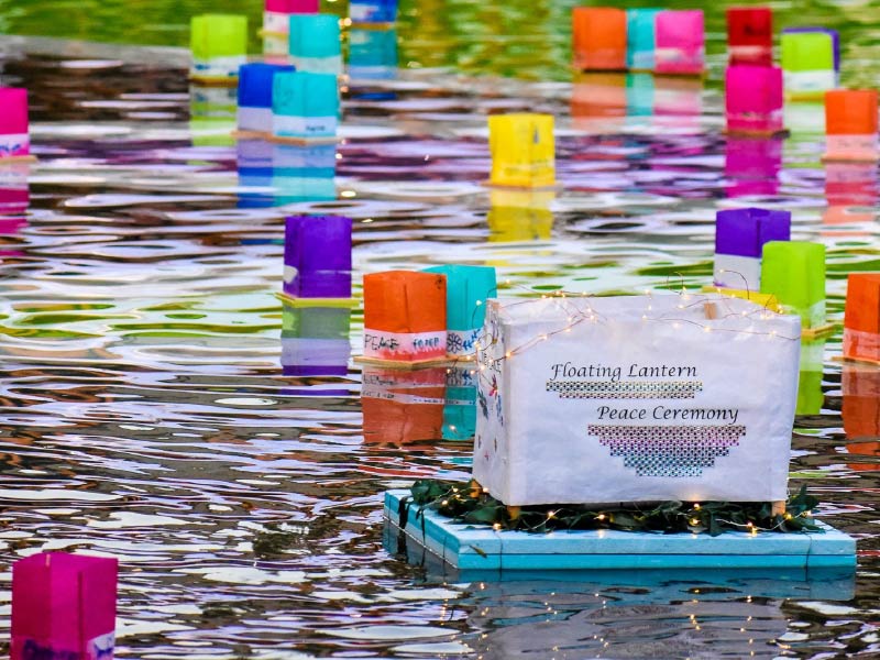Image of floating lanterns at Olympic Plaza