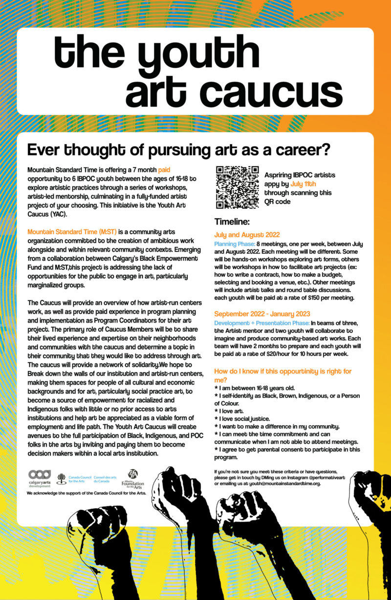 Ever thought about pursuing art as a career? Mountain Standard Time is offering a 7 month paid opportunity to 6 IBPOC youth between the ages of 16-18