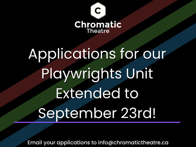 A graphic for Chromatic Theatre's call for applications