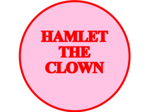 A pink circle logo for Hamlet the Clown