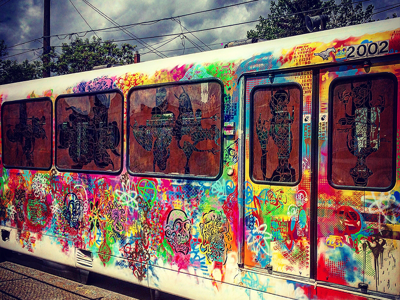 Painted LRT train