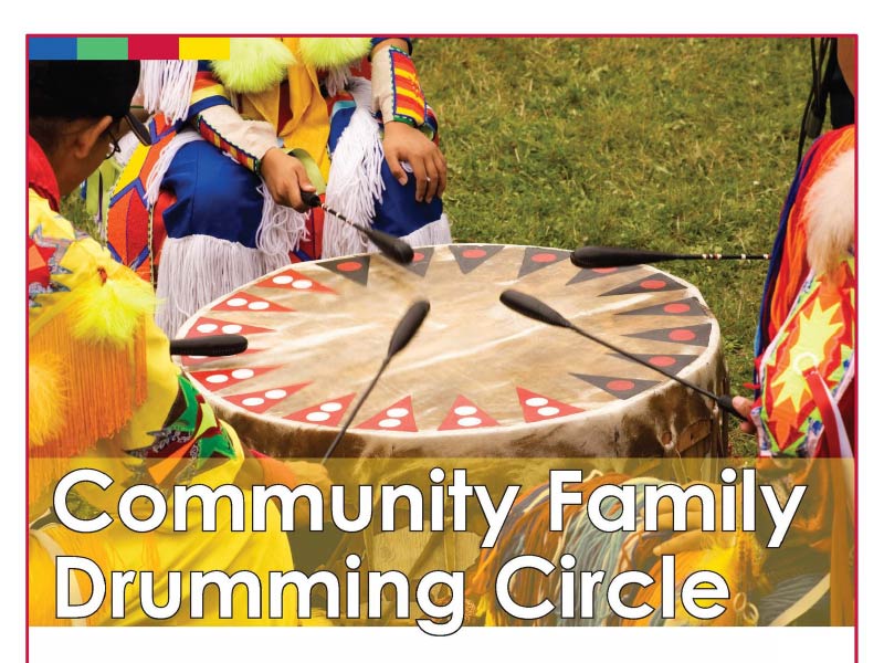A promo image for Community Family Drumming Circle
