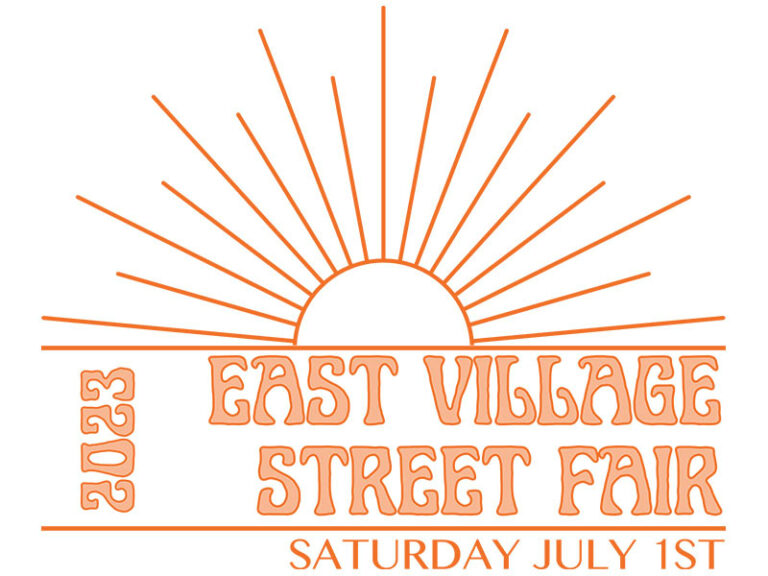A logo for the East Village Street Fair 2023