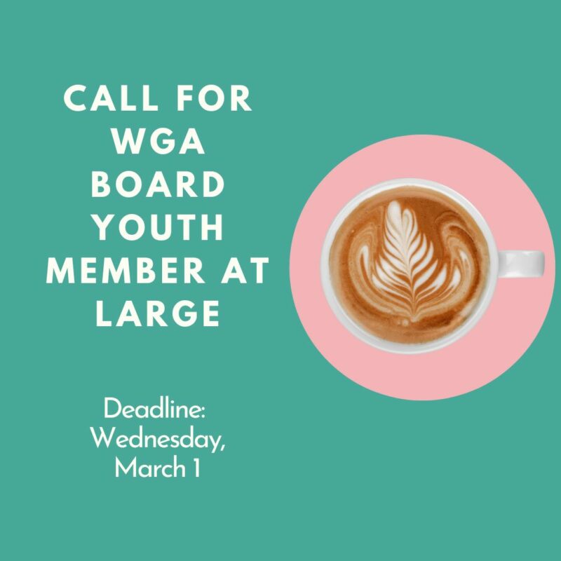 Graphic for board member call with a cup of decorative coffee | Deadline: Wednesday March 1