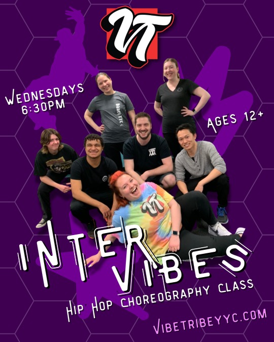 Attendees of class in a promo picture to promote InterVibes by VibeTribe YYC | Wednesdays 6:30pm | Ages 12+ | vibetribeyyc.com