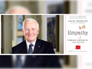 Image of David Johnston and cover of his book Empathy