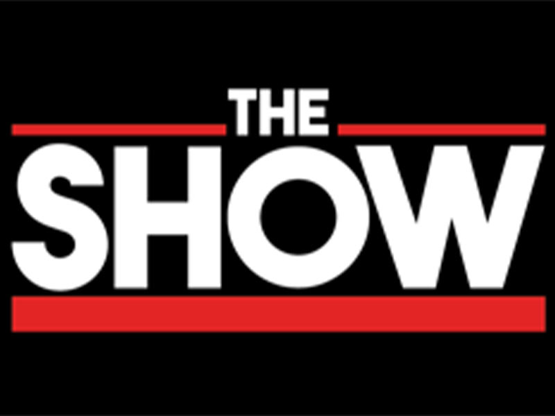 A logo with white letters on a black background for The SHOW
