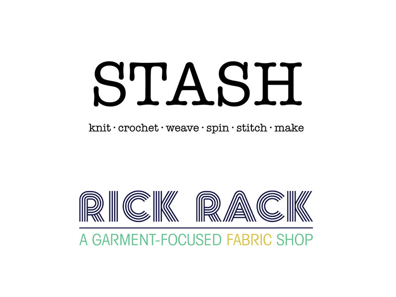 A combined logo for Stash Fabrics and Rick Rack Textiles