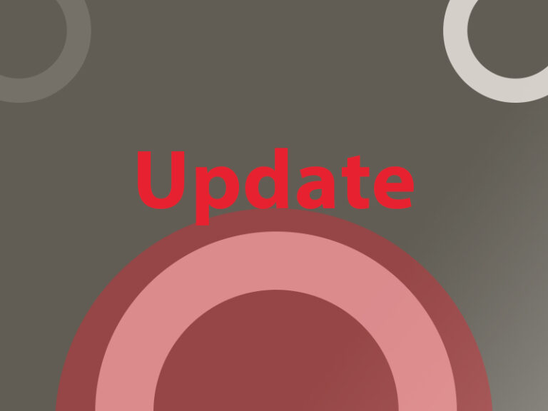 Graphic to highlight a program update with branding colour